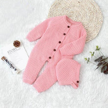 将图片加载到图库查看器，Handmade Girls Romper Knitted Newborn Baby Clothes Romper With Hat Infant Toddler Jumpsuit For Boys And Girls Warm Jumpsuit For Winter

