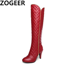 Load image into Gallery viewer, Designers Knee High Boots Women Fashion Zipper PU Leather Women's High Boots Winter Autumn Red White Long Shoes Woman Brand
