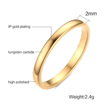 Load image into Gallery viewer, Vnox Cute Women's Gold-color Rings Trendy 2 mm Tungsten Carbide Wedding Bands for Women Jewelry
