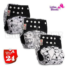 将图片加载到图库查看器，Modern Luxury Printed Washable Real Cloth Pocket Nappy,3 nappies/diapers Set For Girls and Boys Baby In Elegant Style

