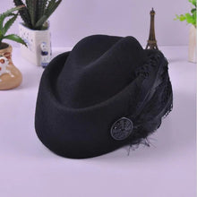 将图片加载到图库查看器，Australian Hats Elegant Wool Feather Bow Airline Stewardess White Women's Fedora Caps Formal Lady Hat Royal Style DomeChapeu
