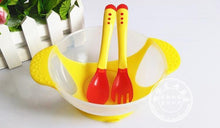 Load image into Gallery viewer, 3Pcs Set Baby Dishes With Suction Cup Assist Food Bowl Temperature Sensing Spoon Baby Tableware Baby Utensils Spoon+Fork
