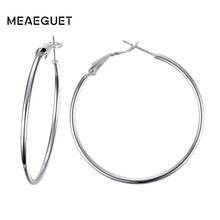 Load image into Gallery viewer, Meaeguet Stainless Steel Elegant Women's Exaggerated Big Circle Hoop Earrings Simple Loop Earring Jewelry Brinco
