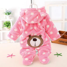Load image into Gallery viewer, Modern Winter Baby  Bear Animal Costume Hooded Romper Warm Flannel Plush Jumpsuit For Girls and Boys
