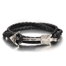 Load image into Gallery viewer, New Arrival Multilayer Charm Leather Vintage Bronze Arrow Bracelet Anchor Bracelet For Men and Women Lovers' Gift
