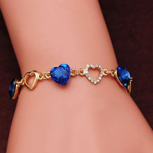 将图片加载到图库查看器，Elegant Luxury Diamond Romantic Heart Bracelets for Women Gold Color Crystal Charm Bracelets Bangles Fashion Jewelry Bracelet Style
