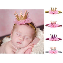 将图片加载到图库查看器，Luxury Modern Crown Headband Gold Princess Crown Photo Props For New Born Baby Girl Birthday
