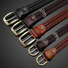 Load image into Gallery viewer, DINISITON Woven belt genuine leather women's straps man belts Wide girdle Male cow skin vintage fashion brand ceinture femme
