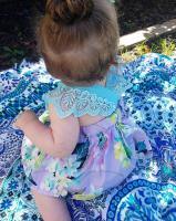 Load image into Gallery viewer, Summer Princess Floral Romper Dress For Baby Girl with Lace Sleeve+Headband For Little Princess
