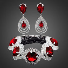 将图片加载到图库查看器，Modern NEW Trend Luxury  Woman Elegant Wedding Bridal Jewelry Sets For Women Rhinestone Austrian Crystal Jewelry Set Bracelet Earrings Set

