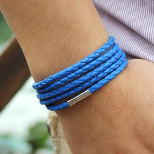 Load image into Gallery viewer, NEW Trendy Black Retro Wrap Long Leather Men Brecelets Bangles Fashion Sporty Chain Link Male Charm Bracelet

