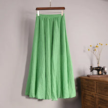 Load image into Gallery viewer, Women's Elegant 16 Color High Waist Elastic Waist Linen Pleated Long Skirts Ladies Slim Casual Skirt Saias New 2022 Summer SK05
