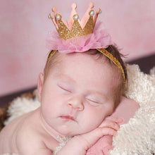 将图片加载到图库查看器，Luxury Modern Crown Headband Gold Princess Crown Photo Props For New Born Baby Girl Birthday
