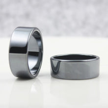 Load image into Gallery viewer, Fashion Jewelry smooth 10mm Width Flat Black Female Hematite Natural Couple Men's Women's Rings Christmas Gifts for the new year
