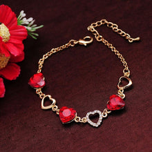 将图片加载到图库查看器，Elegant Luxury Diamond Romantic Heart Bracelets for Women Gold Color Crystal Charm Bracelets Bangles Fashion Jewelry Bracelet Style
