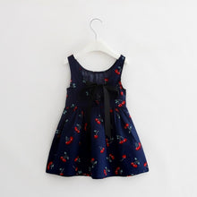 将图片加载到图库查看器，Luxury Modern Summer Girl Dress Children Kids Cherry Dress V-Back Dress Baby Cotton Kids Vest halter dress For Girls
