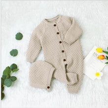 将图片加载到图库查看器，Handmade Girls Romper Knitted Newborn Baby Clothes Romper With Hat Infant Toddler Jumpsuit For Boys And Girls Warm Jumpsuit For Winter

