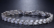 将图片加载到图库查看器，Luxury Diamond Shiny Fashion Charm AAA Cubic White Zircon Four Colors Leaf Jewelry Bracelets For Woman Elegance Wedding Party Gift
