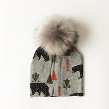 Load image into Gallery viewer, Luxury Modern Unique Toddler Boys and Girls Cartoon Printing Cotton Pompom Cap For Baby Beanie Hat With Pompon For Kids
