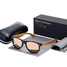 将图片加载到图库查看器，Luxury Handmade Polarized Handmade Bamboo Wood Universal Sunglasses In Zebra Wood Style  Vintage Wooden Frame Male Driving Sun Glasses Shades Gafas With Box and UV400Protection
