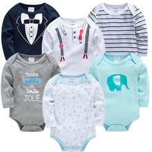 将图片加载到图库查看器，3/6 PCS Kavkas Cotton Baby Bodysuit Long Sleeve Set for Newborn Boys &amp; Girls 0–12 Months
