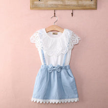 将图片加载到图库查看器，Toddler Kid Girl Ruffles Tops T-shirt  Strap Dress Outfit Cute Clothes Set Perfect Gift Unique Design
