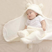 Load image into Gallery viewer, Winter Baby Blanket Cute Cartoon Bear Ears Newborn Swaddle Wrap Warm Unisex Infant Sleeping Bag Soft Envelope Kids Bedding Blanet for Baby
