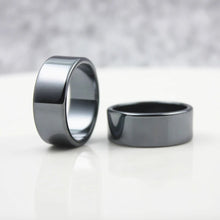 Load image into Gallery viewer, Fashion Jewelry smooth 10mm Width Flat Black Female Hematite Natural Couple Men's Women's Rings Christmas Gifts for the new year

