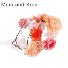 将图片加载到图库查看器，Luxury Handamde Mommy and Baby  Flower Headband Large Flower Crown Mother Kids Flowers  Headwear For Celebration
