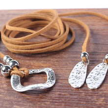 Load image into Gallery viewer, Women's Necklace Brown Ieather Siber Jewelry Accessories Ladies leather Necklace Women's Ethnic Necklace
