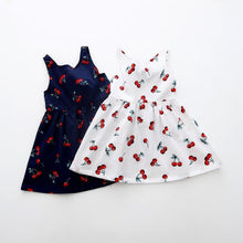 将图片加载到图库查看器，Luxury Modern Summer Girl Dress Children Kids Cherry Dress V-Back Dress Baby Cotton Kids Vest halter dress For Girls
