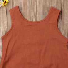 Load image into Gallery viewer, Modern Retro Summer Newborn Baby Girl / Boy Sleeveless Button Bodysuit Outfits Set Romper In elegant Deisgn
