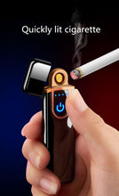 将图片加载到图库查看器，Luxury Modern USB Charging Electronic Lighter Windproof Slim Man Colorful Cigarette Lighter WIth Touch Sensor And Dragon Gravure Excellent for Gift
