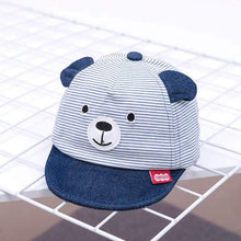 Load image into Gallery viewer, Cartoon Bear Baby Hat Cap Adjustable Baseball Cap Cute Striped Cotton Kids Sun Hat for Baby Boys
