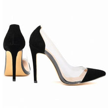 Load image into Gallery viewer, New Arrival Soft Leather Shallow Women Pumps Sexy Side Transparent PU Pointed Toe High Heels Shoes Fashion Women's Wedding Shoes
