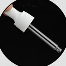 将图片加载到图库查看器，18-410 glass dropper black/white ribbed skirt plastic/aluminum Cap assembly with rubber bulb and glass pipette X10
