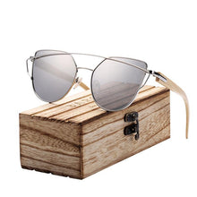 将图片加载到图库查看器，Modern Cat Eye Sunglasses for Women Polarized Sunglasses with metal frame and natural Bamboo wood frame Fashion Style
