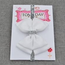 Load image into Gallery viewer, Luxury New Baby Hair Bow Flower Headband Silver Ribbon Hair Band Handmade Hair Accessories Bow for Children
