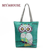 Load image into Gallery viewer, Miyahouse Lovely Owl Printed Women's Casual Tote Large Capacity Canvas Female Shopping Bag Ladies Shoulder Handbag Beach Bag
