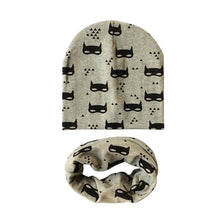 将图片加载到图库查看器，Modern Children Girls Cartoon Sheep Printing Cotton Hat and Scarf Animal Pattern Kids Caps Baby Beanie
