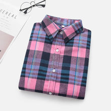 Load image into Gallery viewer, Women's Shirts 2023 Autumn and Winter female shirt plaid shirt women slim long sleeve cotton Blouse top female outerwear
