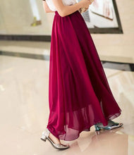 Load image into Gallery viewer, Women's Elegant High Waist Chiffon Skirt Elastic Waist Casual Long Maxi Skirts Saias 80/90/100cm 22 Color 2020 Summer Autumn New

