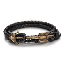 Load image into Gallery viewer, New Arrival Multilayer Charm Leather Vintage Bronze Arrow Bracelet Anchor Bracelet For Men and Women Lovers' Gift
