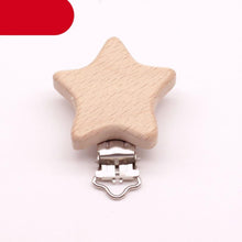 将图片加载到图库查看器，Modern Wood Naural Nipple Chain Accessories BPA Free Cute Modelling Beech Pacifier Clip Small Elephant Heart-shaped Holder for Pacifier
