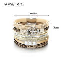 Load image into Gallery viewer, High Quality Handmade Elegant Fashion Luxury Modern New Amazing Charm Pearl Life of tree Leather Bracelets For Women

