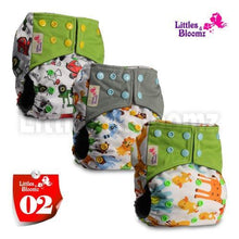 将图片加载到图库查看器，Modern Luxury Printed Washable Real Cloth Pocket Nappy,3 nappies/diapers Set For Girls and Boys Baby In Elegant Style
