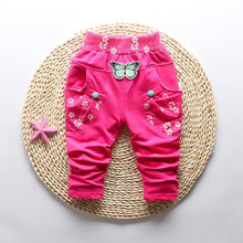 将图片加载到图库查看器，New Spring 100% cotton High-quality Cute Butterfly Embroidery Pattern Baby Girls Pants For 0-3 year Baby Girl
