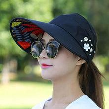 Load image into Gallery viewer, Summer Modern Adult Hats For Women Foldable Sun Hat Women's Adjustable Packable Roll-Up Visor Flower Hat Outdoor Female Casual Baseball Cap For Sport
