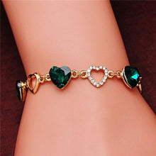 将图片加载到图库查看器，Elegant Luxury Diamond Romantic Heart Bracelets for Women Gold Color Crystal Charm Bracelets Bangles Fashion Jewelry Bracelet Style
