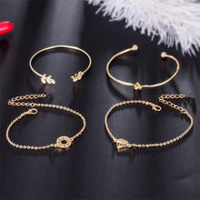 Load image into Gallery viewer, Fashion Bohemia Leaf Round Knot Cuff Bangle Gold Chain Charm Bracelet  for Women Simple Geometric Bracelets Luxury Jewelry
